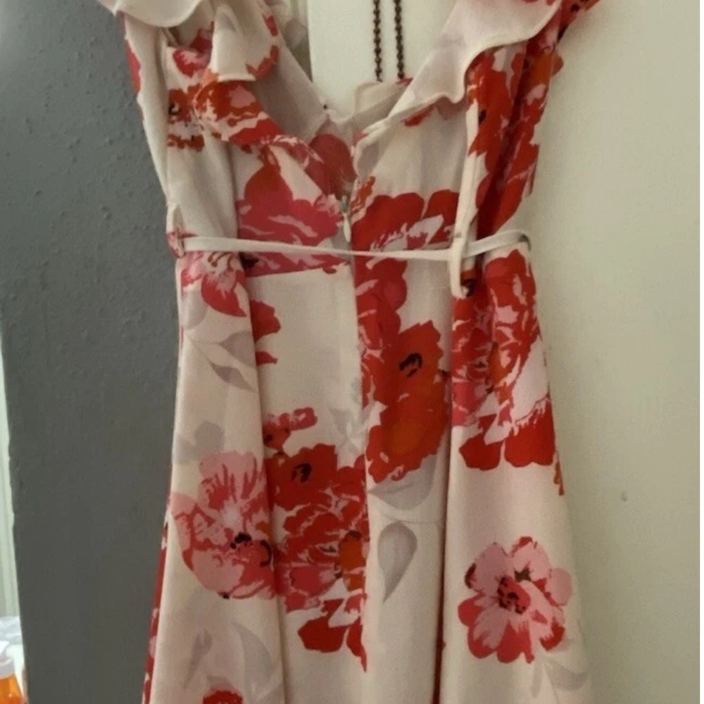 Floral Mini Dress - Red and White